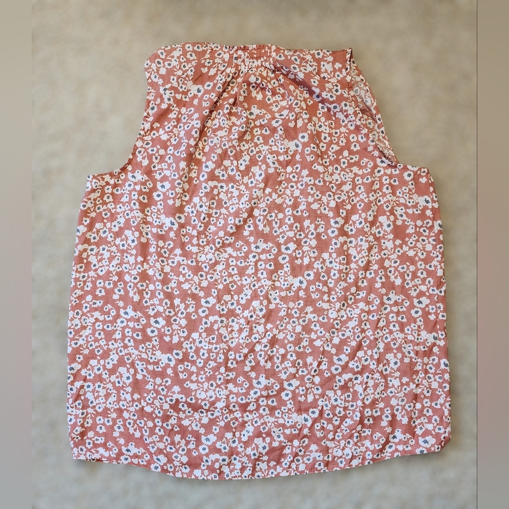 Simply Vera Vera Wang Large Terracotta Floral Boho Sleeveless Blouse - Picture 5 of 7